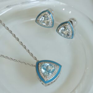 【Sky Feather】Sky Blue Zircon Earrings - Image 2