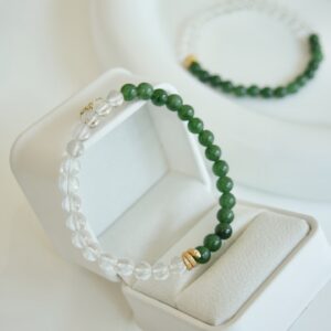 white crystal and jade bracelet - Image 3