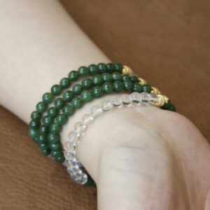 white crystal and jade bracelet - Image 1