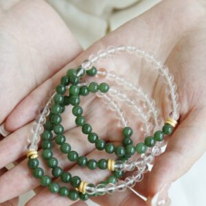 white crystal and jade bracelet - Image 9