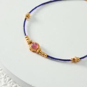 Imported Afghan lapis lazuli rice bead pure silver bracelet - Image 1