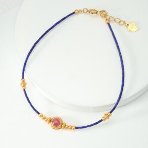 Imported Afghan lapis lazuli rice bead pure silver bracelet - Image 16