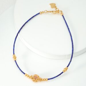 Imported Afghan lapis lazuli rice bead pure silver bracelet - Image 17