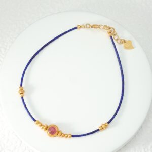 Imported Afghan lapis lazuli rice bead pure silver bracelet - Image 18