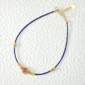 Imported Afghan lapis lazuli rice bead pure silver bracelet - Image 19