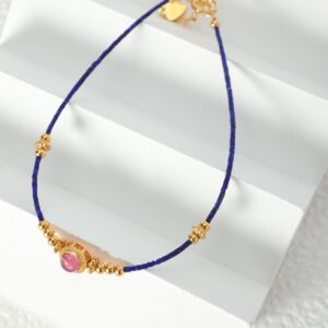 Imported Afghan lapis lazuli rice bead pure silver bracelet - Image 4