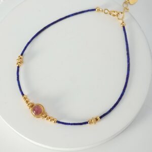 Imported Afghan lapis lazuli rice bead pure silver bracelet - Image 5