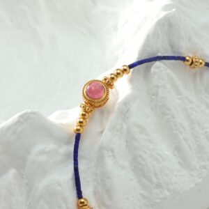 Imported Afghan lapis lazuli rice bead pure silver bracelet - Image 6
