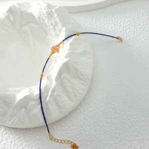 Imported Afghan lapis lazuli rice bead pure silver bracelet - Image 8