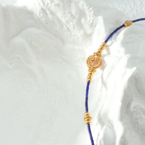 Imported Afghan lapis lazuli rice bead pure silver bracelet - Image 10