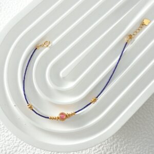 Imported Afghan lapis lazuli rice bead pure silver bracelet - Image 11