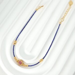 Imported Afghan lapis lazuli rice bead pure silver bracelet - Image 21