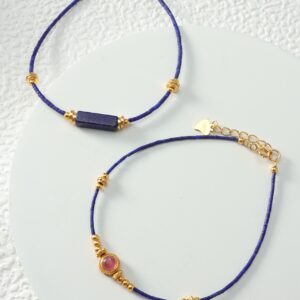 Imported Afghan lapis lazuli rice bead pure silver bracelet - Image 24
