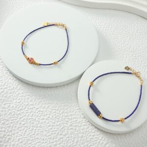 Imported Afghan lapis lazuli rice bead pure silver bracelet - Image 26