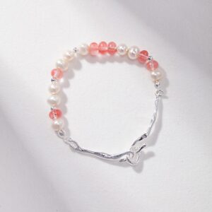 Natural Pearl and Pink Crystal Bracelet - Image 3