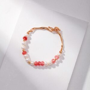 Natural Pearl and Pink Crystal Bracelet - Image 5